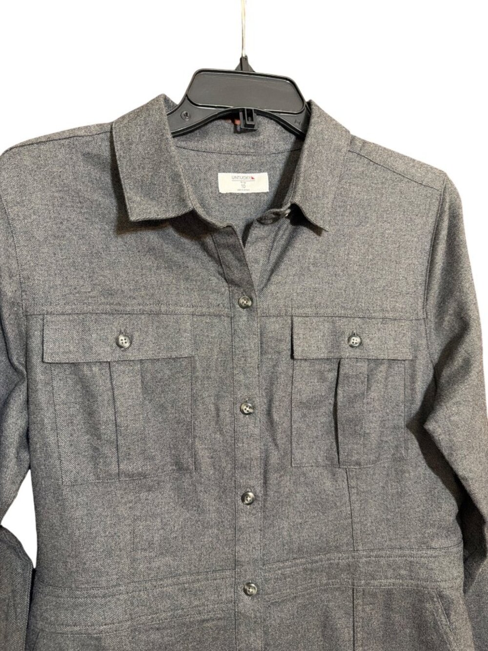 Untuckit Portia Button Up Shirt Dress Size Collared Long Sleeves Cotton Size 10 - Picture 4 of 6